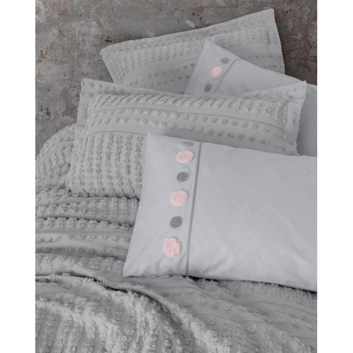 Ranforce Çift Kişilik Yatak Örtülü Nev Takımı Limi Siva Gri