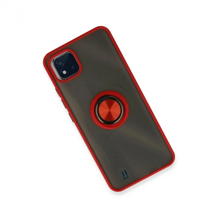 Realme C11 2021 Kılıf Montreal Yüzüklü  Kapak - Kırmızı
