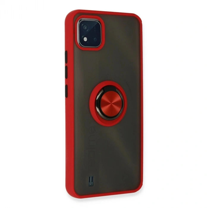 Realme C11 2021 Kılıf Montreal Yüzüklü  Kapak - Kırmızı