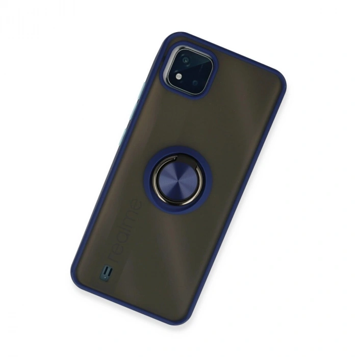 Realme C11 2021 Kılıf Montreal Yüzüklü  Kapak - Lacivert