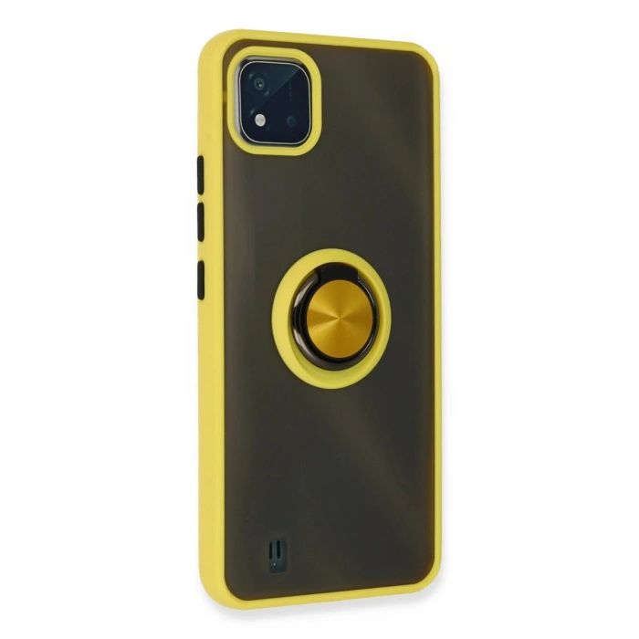 Realme C11 2021 Kılıf Montreal Yüzüklü  Kapak - Sarı