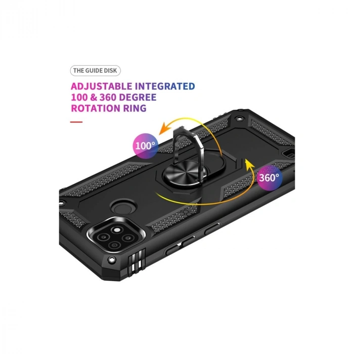 Realme C21 Kılıf Sofya Yüzüklü  Kapak - Siyah