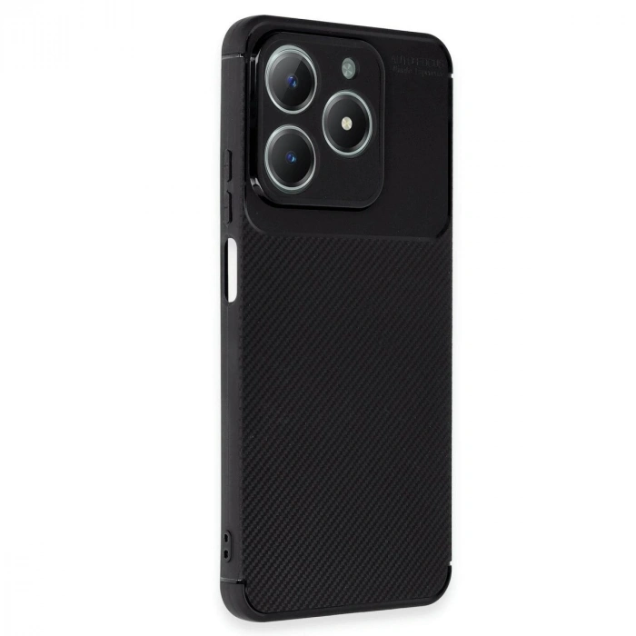 Realme C61 Kılıf Auto Fus Karbon Kapak - Siyah