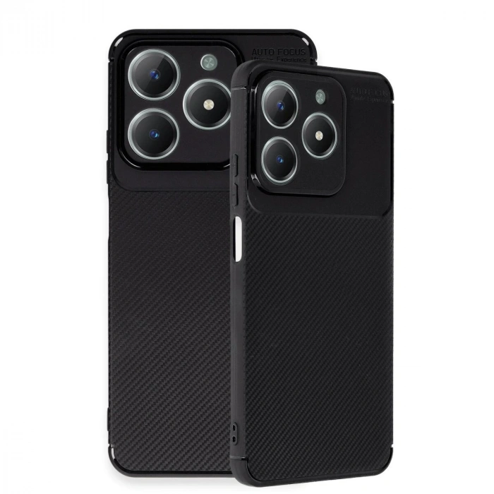 Realme C61 Kılıf Auto Fus Karbon Kapak - Siyah