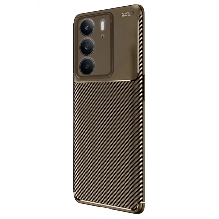 Realme C75 4g Auto Fus Karbon Kapak - Kahverengi