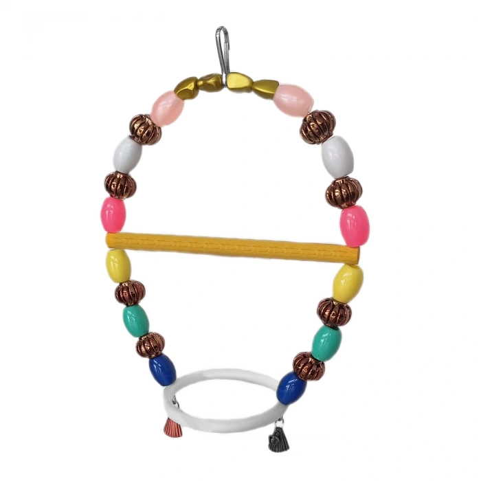 Renkli Boncuklu Oval Hlı Papağan Salıncağı 15 cm-23 cm