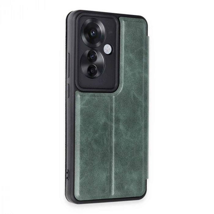 Reno 11f Kılıf Flip Cover - Koyu Yeşil