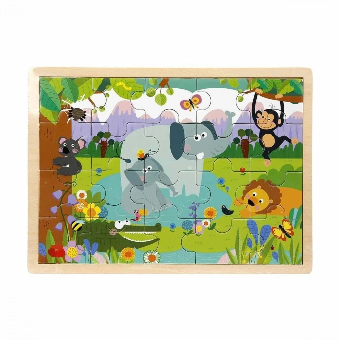 S01002909 WOODEN PUZZLE VEHICLES ANMALS 5 PCS 2 AST