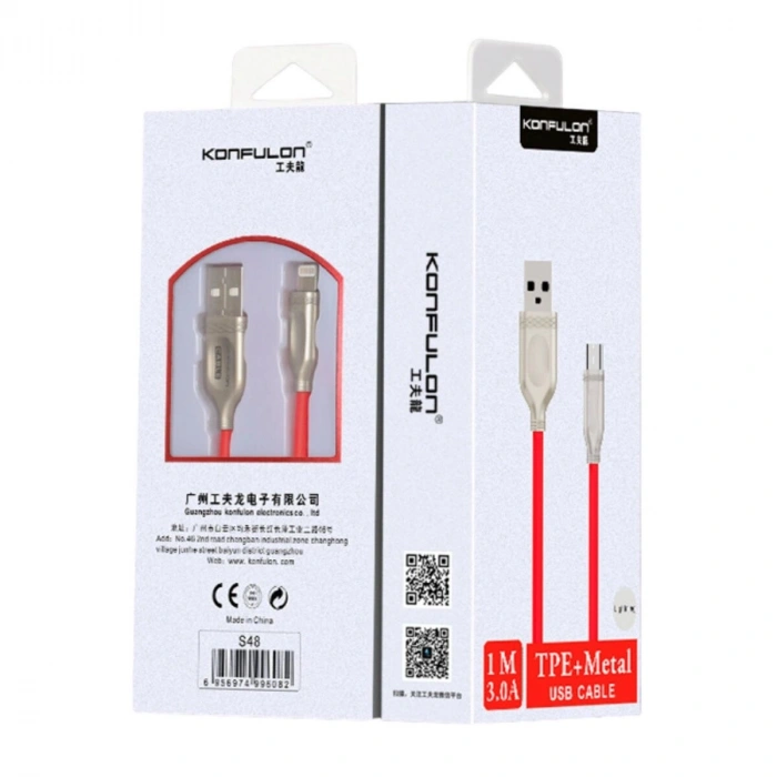 S48 Lightning Kablo İphone Uyumlu 1m 3a - Siyah