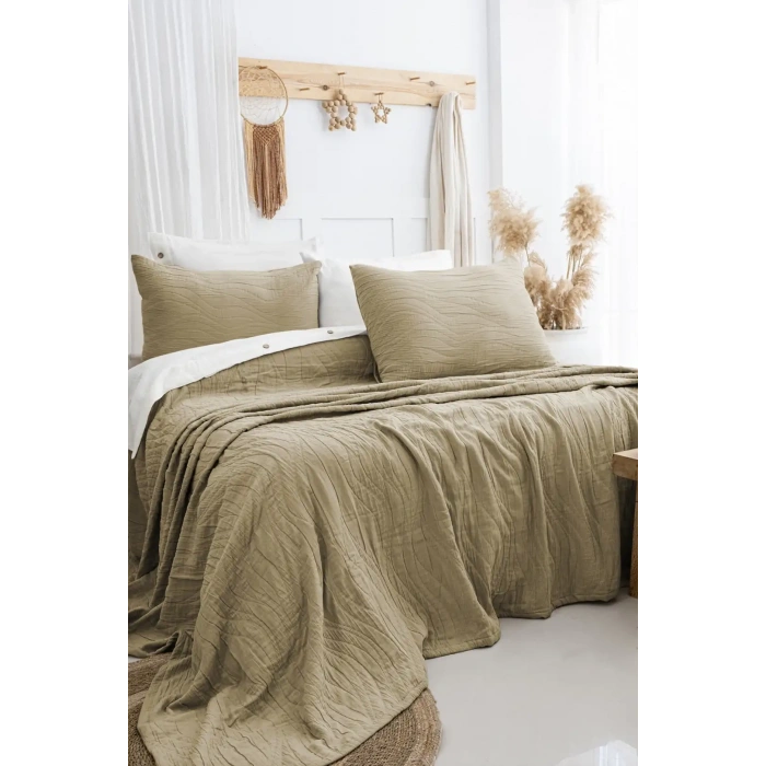 Şaheser Home Collection Yatak Örtüsü Çift Kişilik Janna Haki
