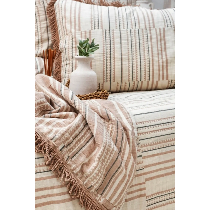Şaheser Home Collection Yatak Örtüsü Çift Kişilik Müslin Lia Kiremit
