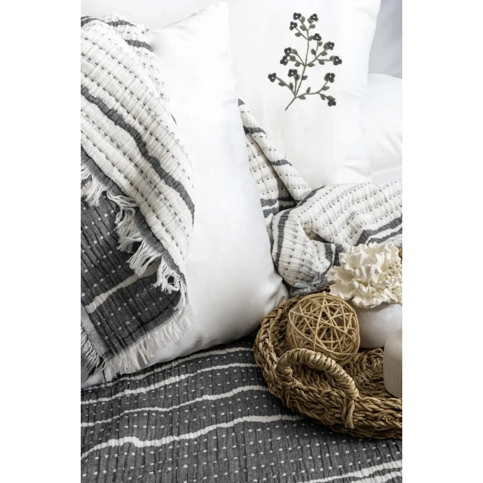 Şaheser Home Collection Yatak Örtüsü Seti Sera Antrasit