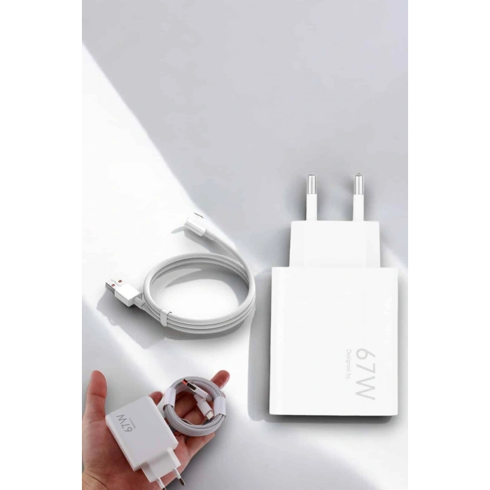 Şarj Aleti 67W Hızlı Şarj Turbo TypeC Uyumlu Şarj Adaptörü Kablosu