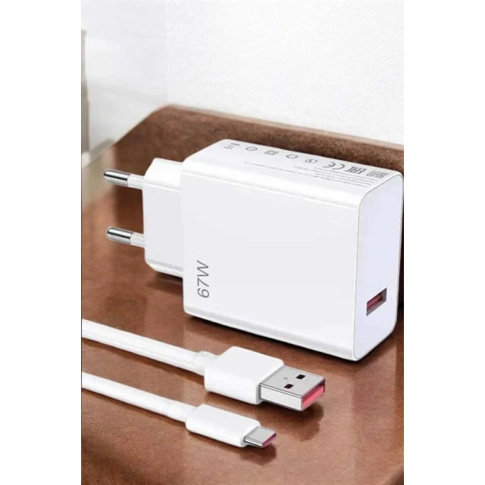 Şarj Aleti 67W Hızlı Şarj Turbo TypeC Uyumlu Şarj Adaptörü Kablosu