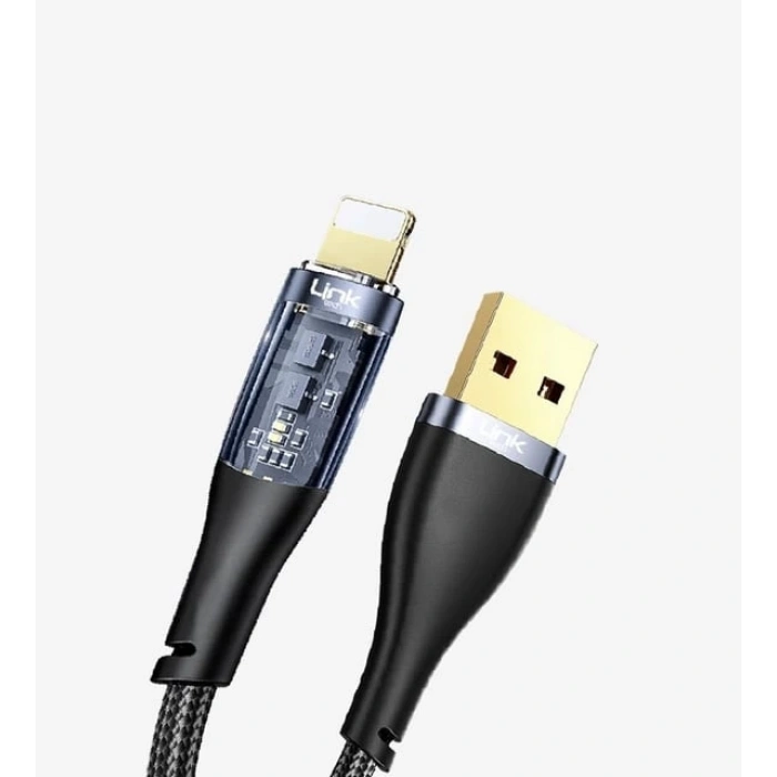 Şeffaf Uçlu iPhone 45w Usb Hızlı ve Dayanıklı Şarj ve Data Işıklı Örgü Kablo 1 Metre (  )