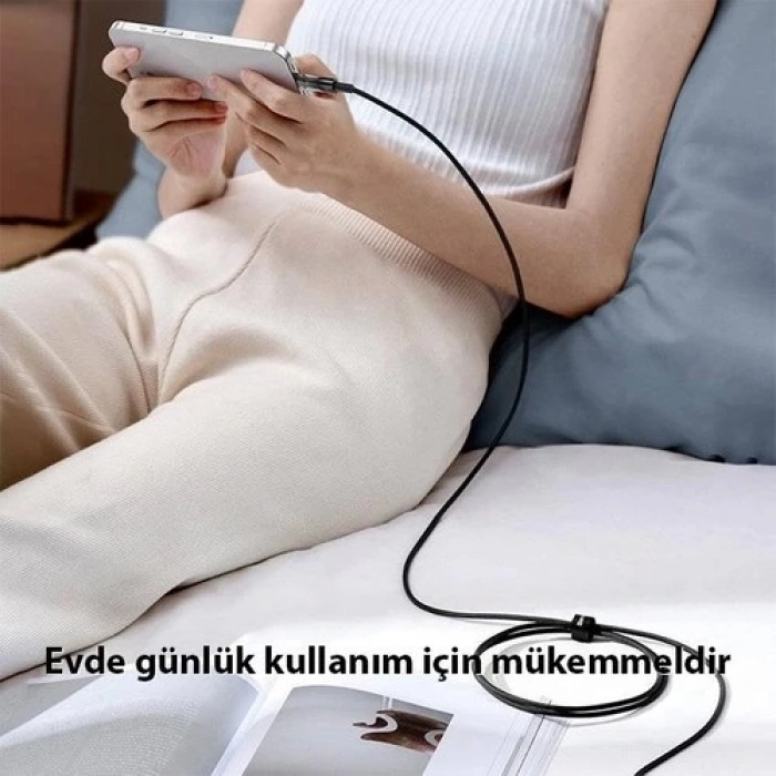 Şeffaf Uçlu iPhone 45w Usb Hızlı ve Dayanıklı Şarj ve Data Işıklı Örgü Kablo 1 Metre (  )