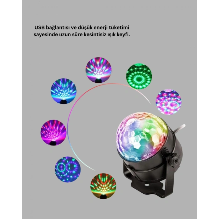 Ses Duyarlı Mini Disko Küre Lamba