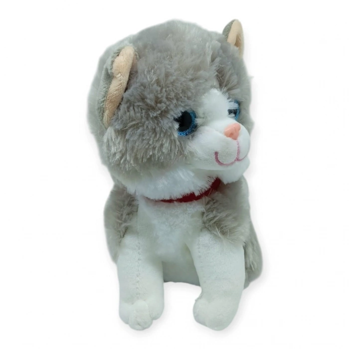 Sesli Peluş Kedi 25 cm - Gri - 1 ADET