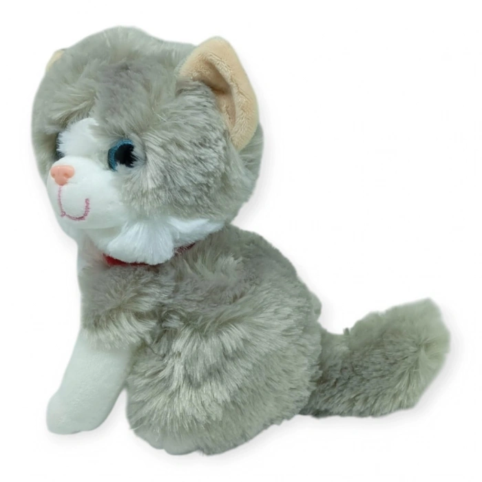 Sesli Peluş Kedi 25 cm - Gri - 1 ADET