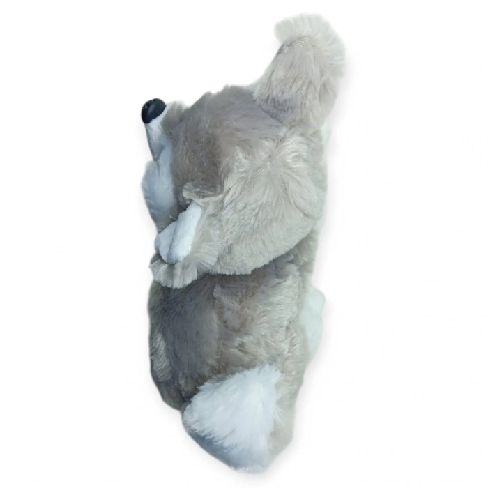 Sesli Peluş Yatan Köpek 25 cm - Gri - 1 ADET