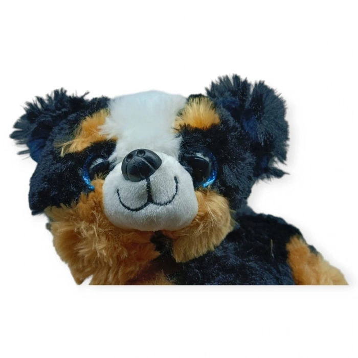 Sesli Peluş Yatan Köpek 25 cm - Siyah Kahve - 1 ADET