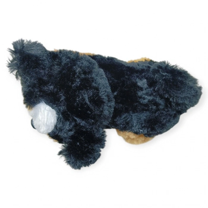 Sesli Peluş Yatan Köpek 25 cm - Siyah Kahve - 1 ADET