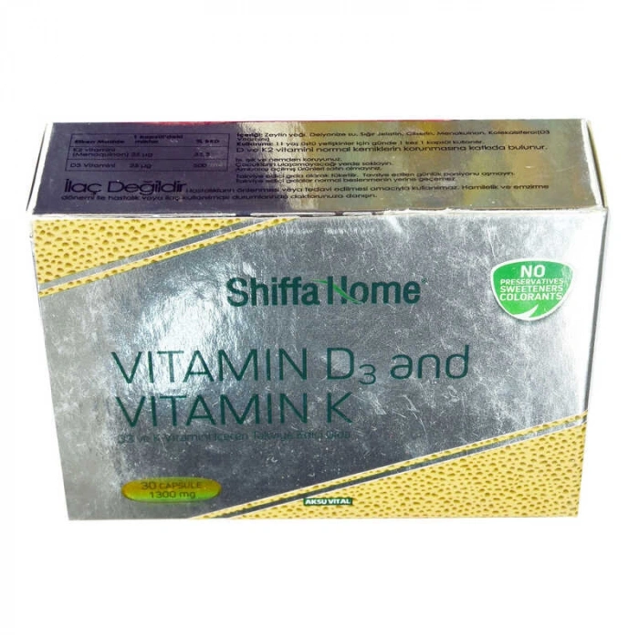 Shiffa Home D3 ve K Vitamini Yumuşak 1300 Mg x 30