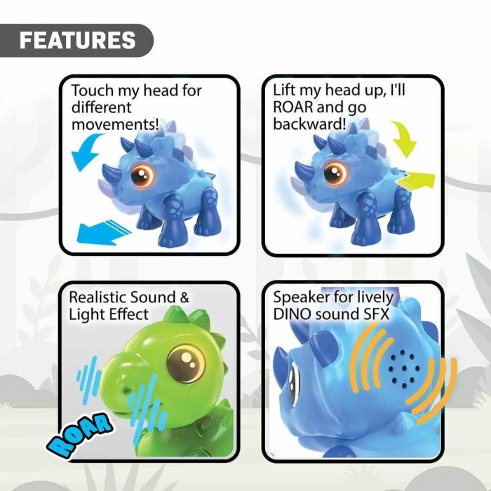 SIL 88592 Silverlit Sesli ve Işıklı Elektronik Robot Dino Heads Up -Necot