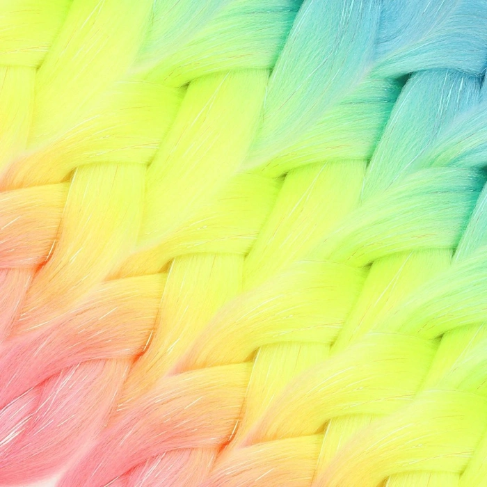 Simli Açık Mi / Neon Sarı / Pembe Ombreli Örgülük  100 Gr.