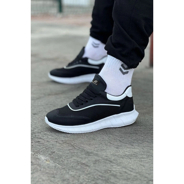 Siyah Beyaz Triko Erkek Spor Ayakkabı