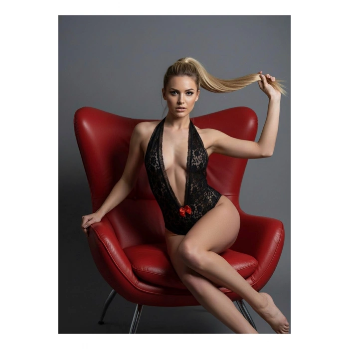 Siyah Dantel Bodysuit