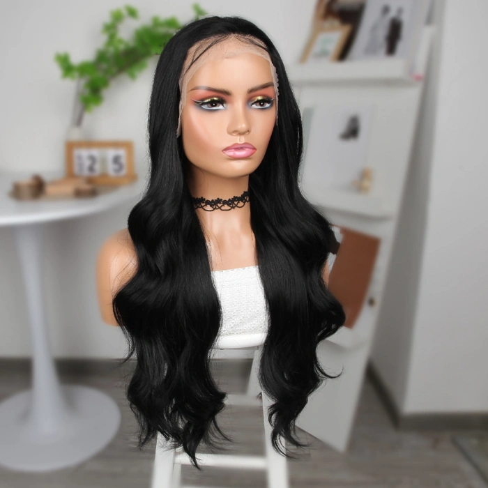 Siyah Fiber Sen Geniş Daalı Tül Peruk