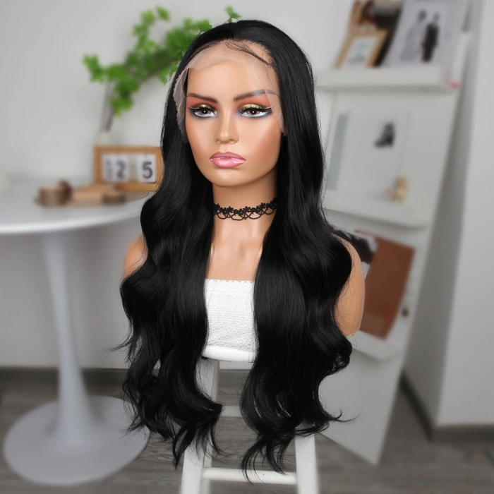 Siyah Fiber Sen Geniş Daalı Tül Peruk
