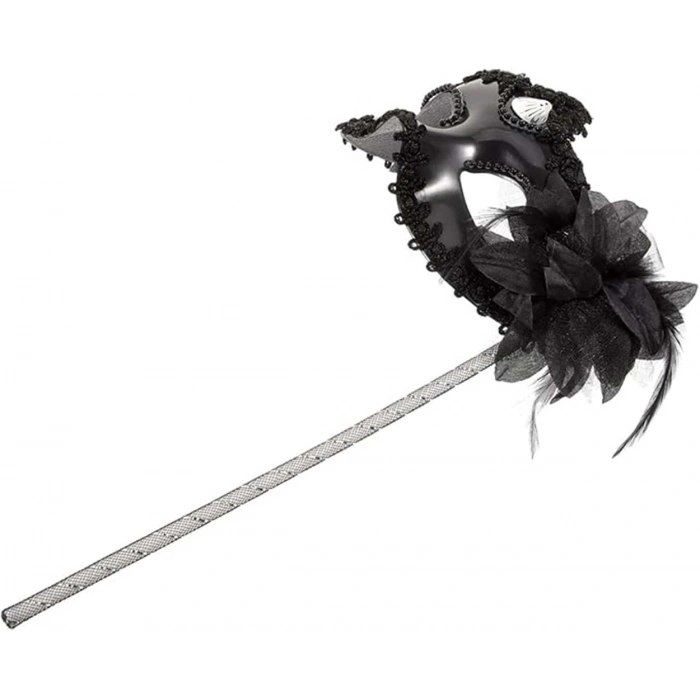 Siyah Işıltılı Tutmalı Fotoğraf Çekimi Maskesi 18x29 cm