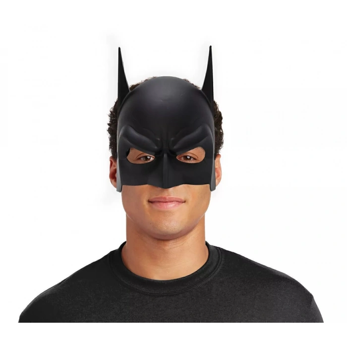 Siyah Renk Çuk Boy Arkadan Lastikli Batman Maskesi A Kalite  20x14 cm