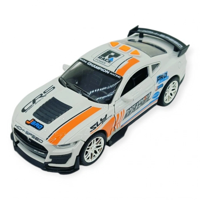 Spor Araba GT-500 Sürtmeli Işıklı Sesli Beyaz Plastik 18cm - 1 ADET