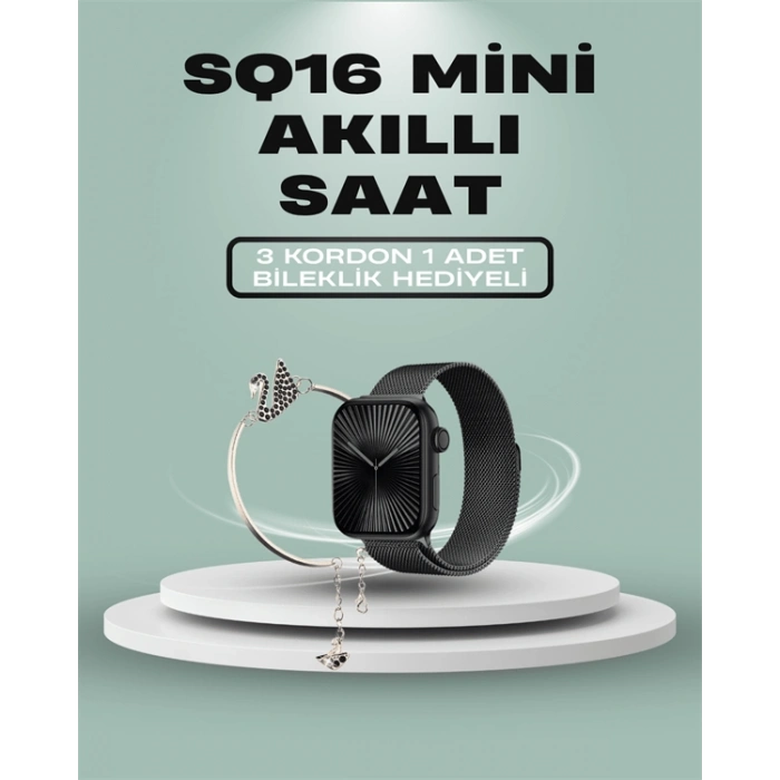 SQ16 Mini Series 10 Akıllı Saat – 3 Kordon + Hediye Bileklik