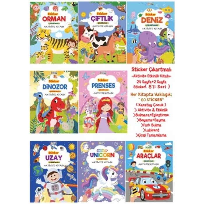 Sticker Çıkartmalı Aktivite Kitabı (8 Seri)