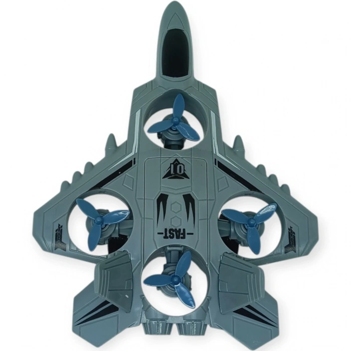 Sürtmeli Döner 4 Pervaneli Uçak - Gri - 1 ADET