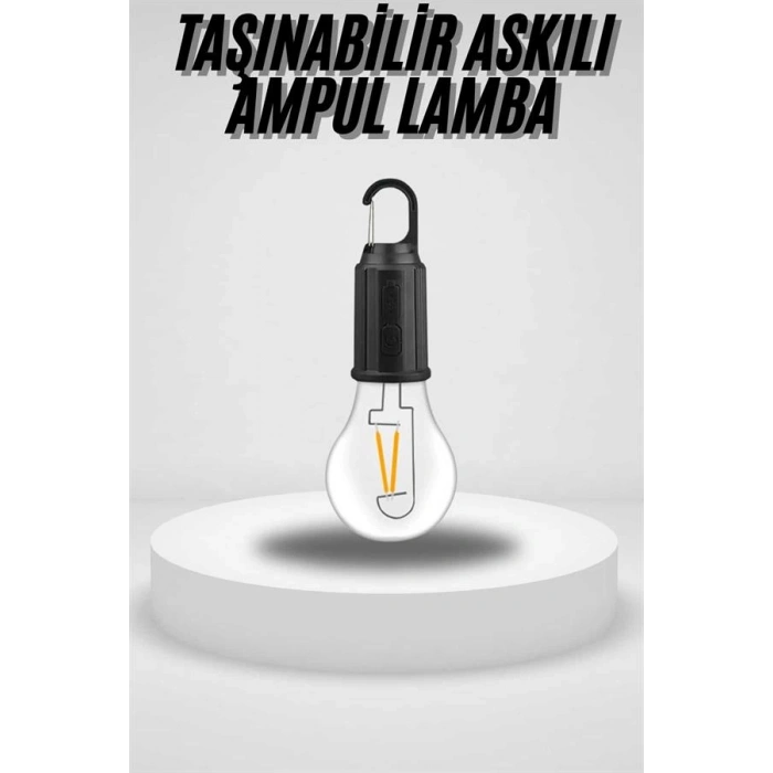 Taşınabilir Askılı Ampul Kamp Lambası Askılı TypeC Şarjlı Bahçe Lambası