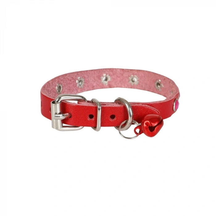 Taşlı Kedi ve Yru Köpek Tasması 1*23 cm Kırmızı Medium