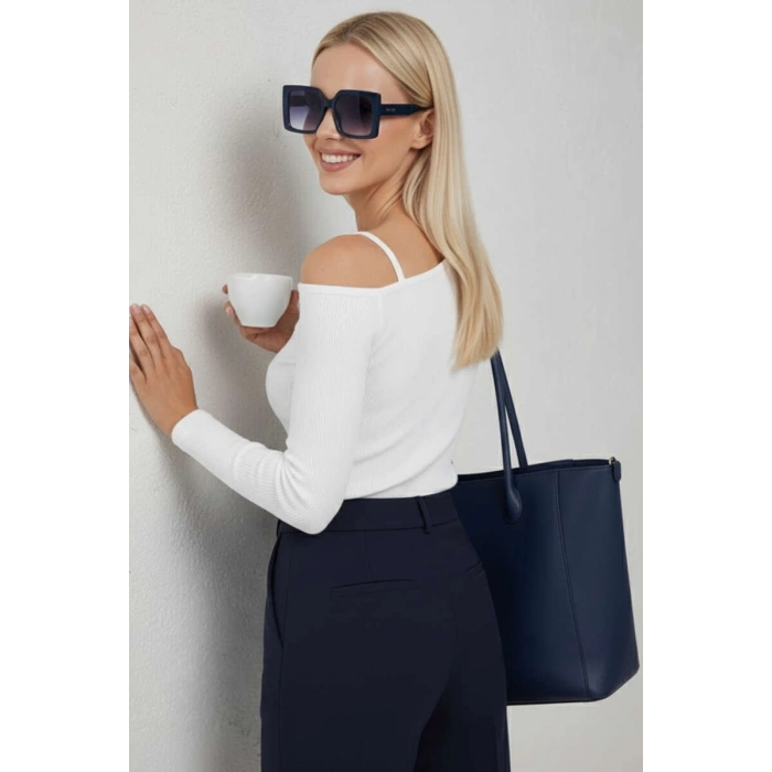 Tek Omuz İpli Bluz Beyaz