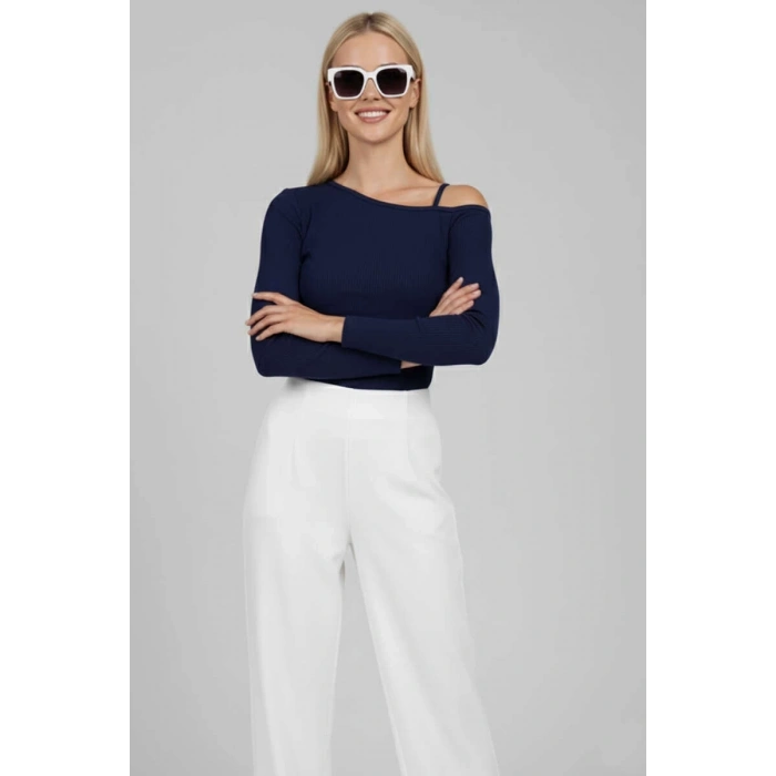 Tek Omuz İpli Bluz Lacivert