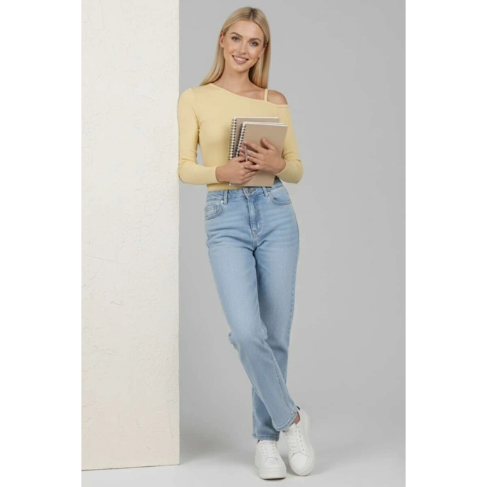 Tek Omuz İpli Bluz Sarı