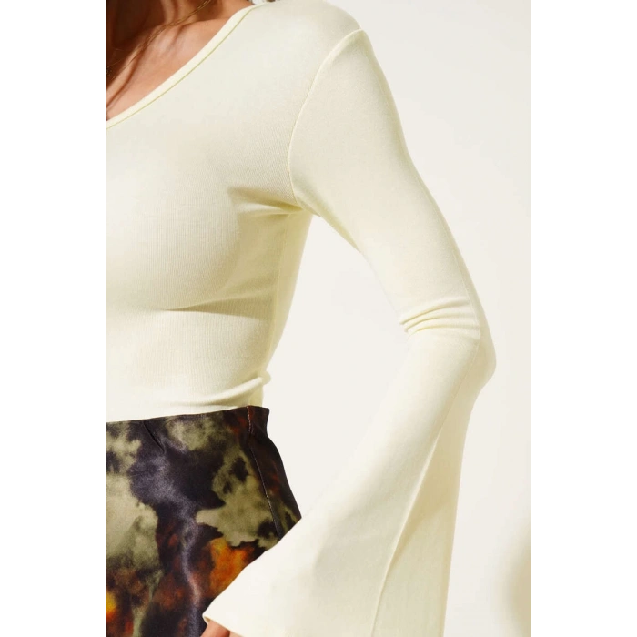 Tek Omuzlu Basic Bluz Sarı