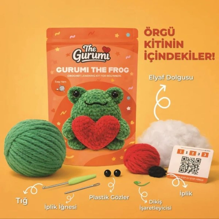 The Gurumi Kurbağa Örgü Öğrenme Kiti (TG004)
