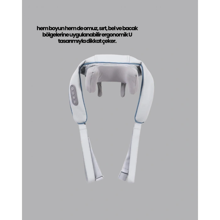 Titreşimli Boyun Masaj Cihazı Isı Terapili Şarjlı VNB01 Ergonomik U Tasarım