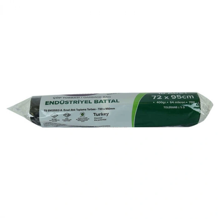 Torbası Battal Boy 72x95Cm 400Gr 64Mikron 70Lt Siyah Rulo 10 Adet