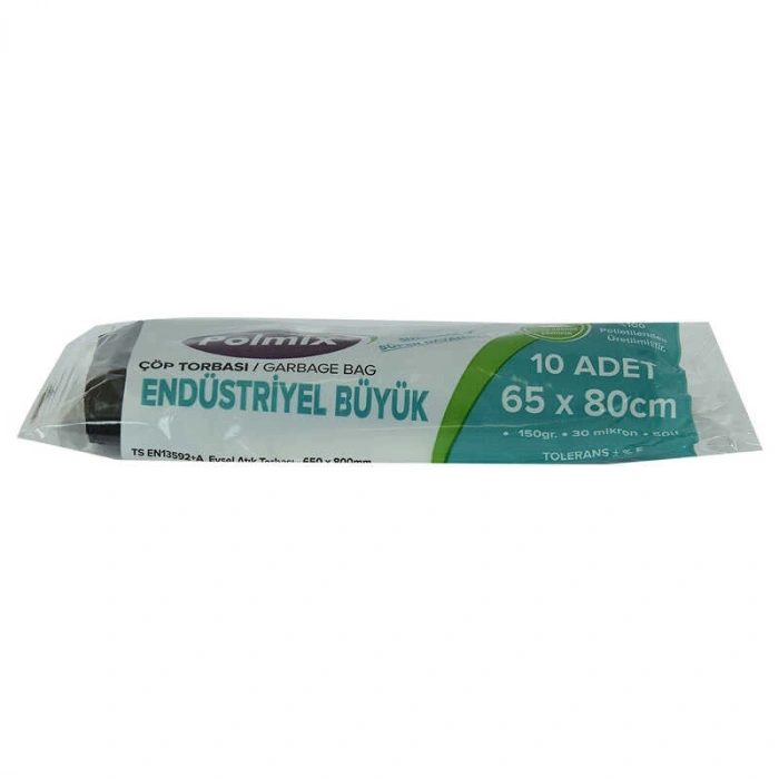 Torbası Büyük Boy 65x80Cm 150Gr 30Mikron 50Lt Siyah Rulo 10 Adet