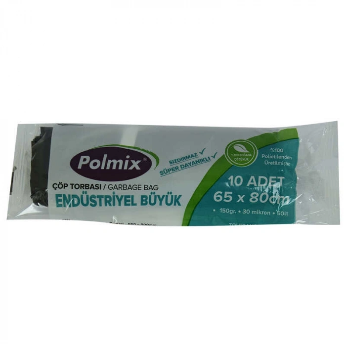 Torbası Büyük Boy 65x80Cm 150Gr 30Mikron 50Lt Siyah Rulo 10 Adet